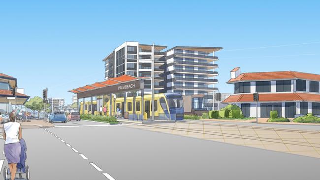 How trams will look in central Palm Beach. Picture: Supplied