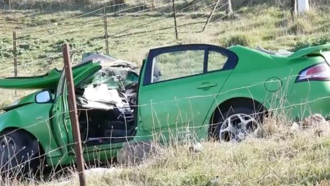 The car Kristy Armstrong was driving in the aftermath of the crash. Picture: 9News