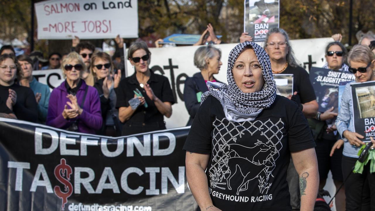 Animal Liberation Tasmania spokesperson Kristy Algar during the Act for Nature Rally at Parliament lawns, Hobart. Picture: Chris Kidd