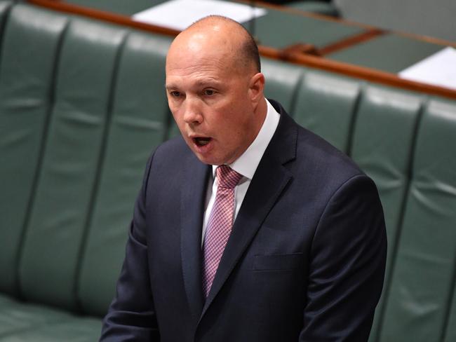 Peter Dutton responding to the au pair claims. Picture: AAP