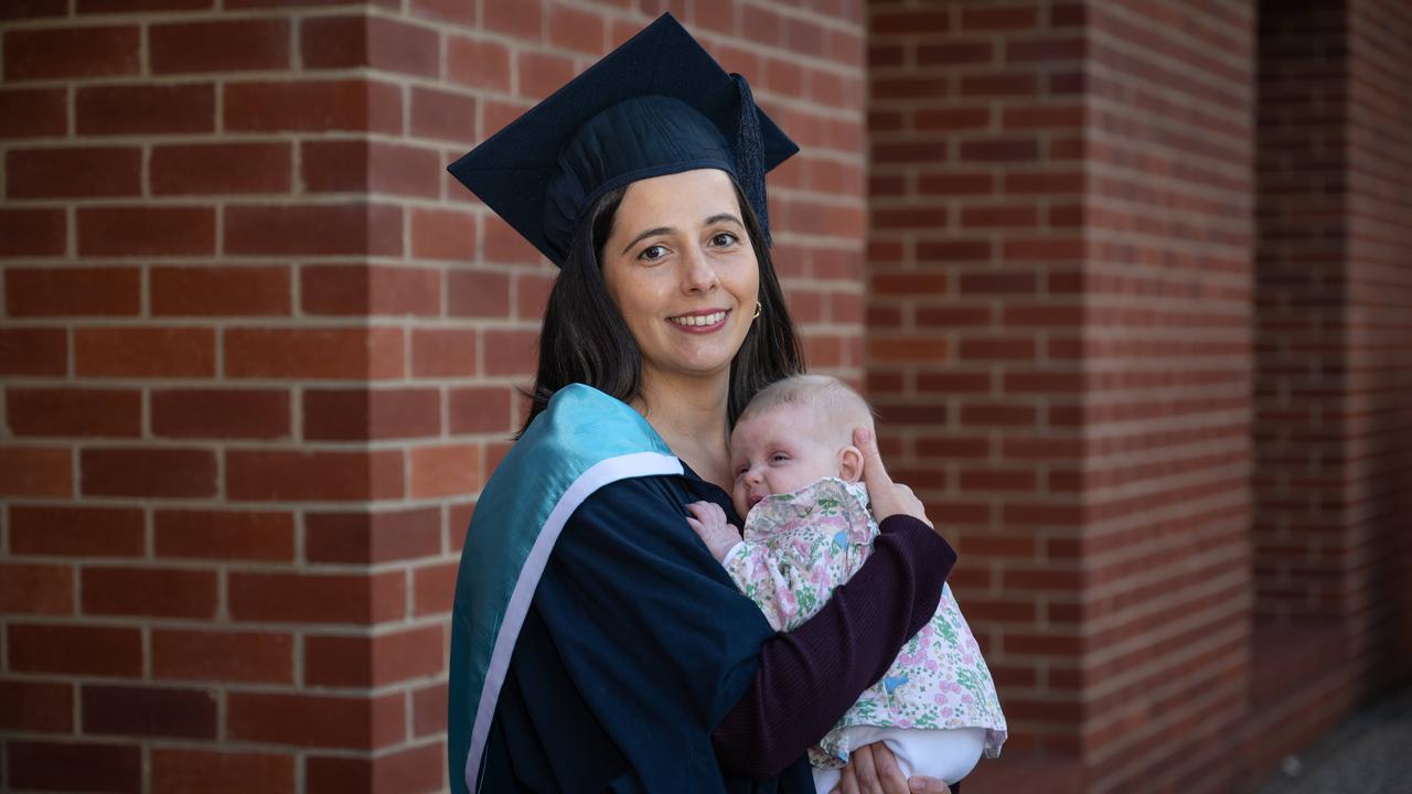 Rosemary Neville-Jones who moved to Geelong to study and now has a masters, a partner and a new baby and no plans to leave the region. Picture: Brad Fleet