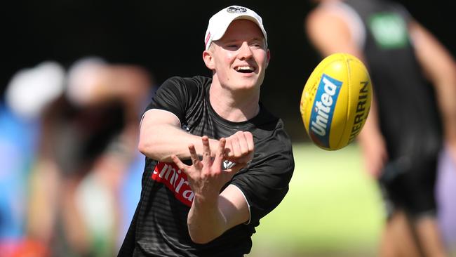 John Noble of the Magpies in action at training in November. Picture: Michael Willson/AFL Photos