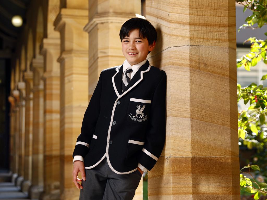 Year 8 student Hamish Tweeddale, pictured at Sydney’s Newington College, has qualified for the state and territory finals of the Prime Minister’s Spelling Bee for the second consecutive year. Picture: Richard Dobson