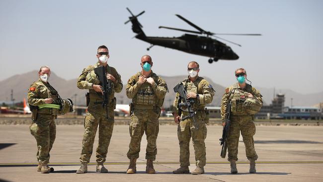 Australian troops prepare to leave Kabul. Picture: Gary Ramage