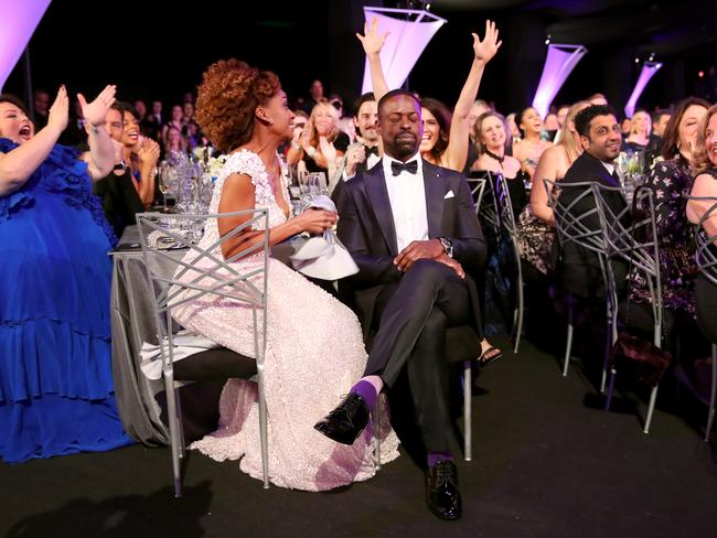 Chrissy Metz, Ryan Michelle Bathe, and actor Sterling K. Brown attend the 24th Annual Screen Actors Guild Awards at The Shrine Auditorium on January 21, 2018 in Los Angeles, California. Picture: Getty