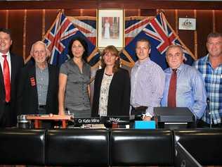 The current group of councillors, from left: Reece Byrnes, Ron Cooper, Chris Cherry, Mayor Katie Milne, James Owen, Warren Polglase and Pryce Allsop. Picture: Scott Powick