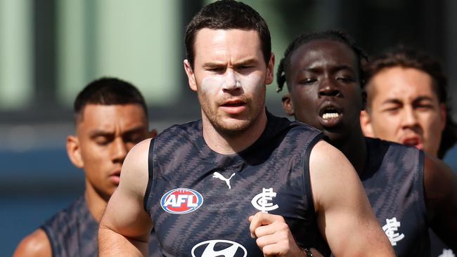 Mitch McGovern is thriving in a new role in defence. Picture: Michael Willson/AFL Photos via Getty Images