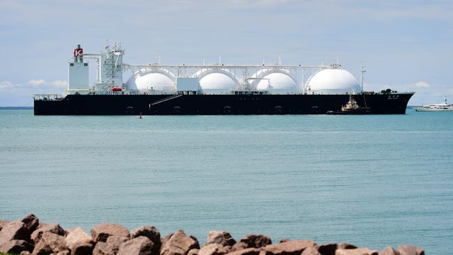 An LNG tanker leaves Darwin. Picture: Justin Kennedy