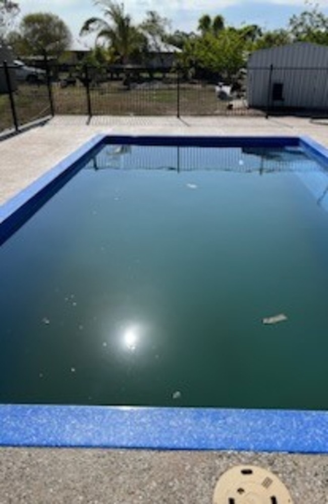 Nicole Ioannou, from Yabulu, said her $47,000 pool was now usable after $7000 worth of equipment, including the pump and chlorinator, arrived on Friday. Picture: Supplied