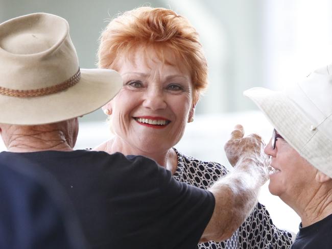 One Nation Leader, Pauline Hanson mixing with the public at Glenmore State High School.