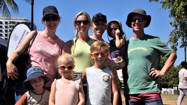 The Dovey and Swain families were among thousands of Territorians enjoying the 2023 Greek GleNTi on the Darwin Esplanade. June 10, 2023. Picture: Sierra Haigh