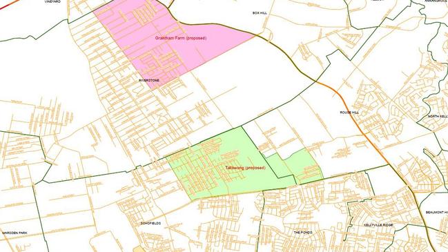 Proposed new suburbs of Tallawong and Grantham Farm in Blacktown City. Picture: Supplied