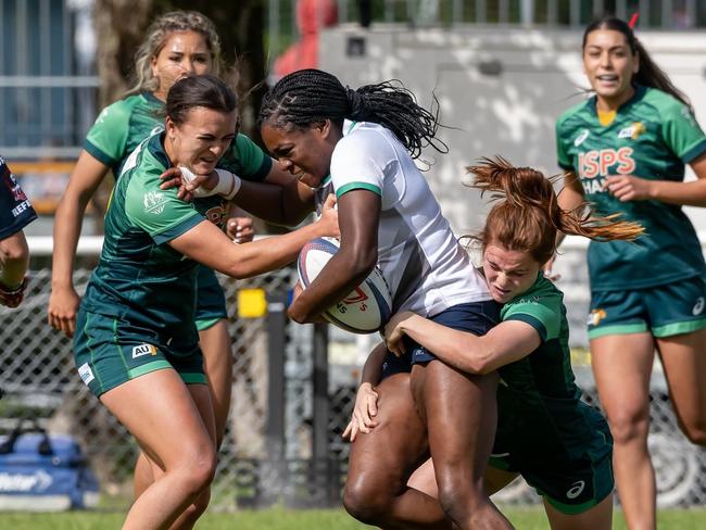 Rugby Sevens player Ava and Edie. Picture: Supplied