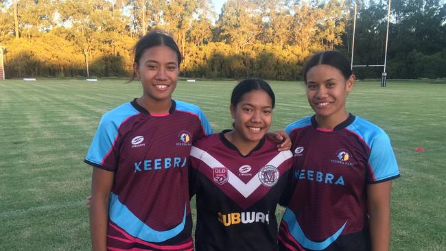 Cousins Annemarie Ratu, left, Melani Akaroa and Chantay Ratu after the opens match.