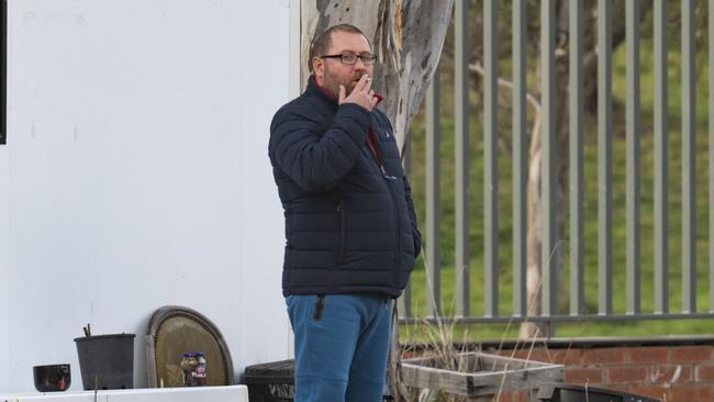 The squatter was photographed at the site of the new Russian Embassy in Yarralumla which is under construction. Picture: NCA NewsWire / Martin Ollman