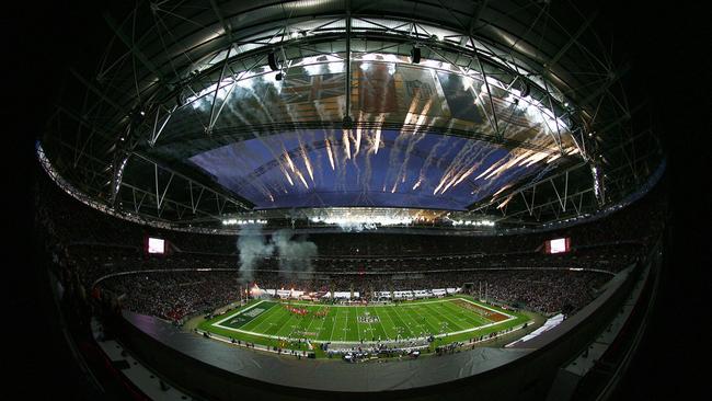 Tampa Bay Buccaneers before their NFL International Series game against New England Patriots at Wembley Stadium, in 2009.