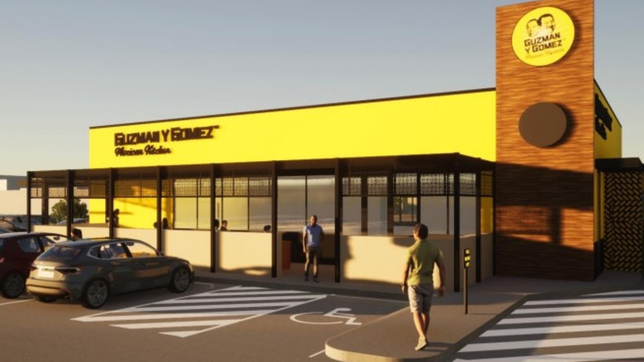 Artist impressions for a proposed Guzman Y Gomez eatery in Maryborough. Photo: 77 Architecture.