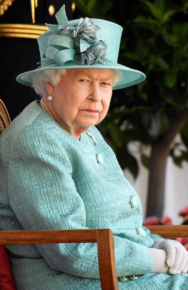 Queen Elizabeth II attends a ceremony to mark her official birthday at Windsor Castle on June 13, 2020 in Windsor, England. Picture: Getty