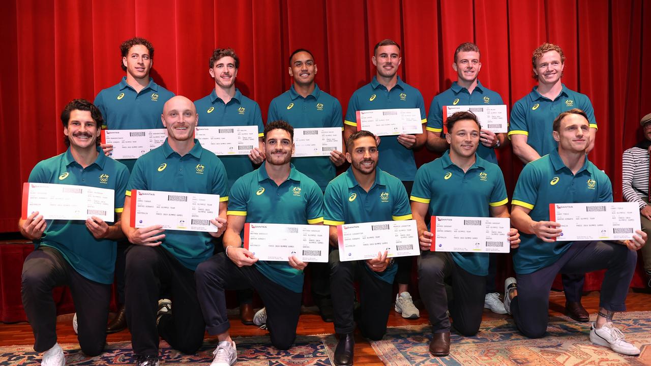 The Australian Men's Rugby Sevens team for Paris. Picture: Brendon Thorne/Getty Images