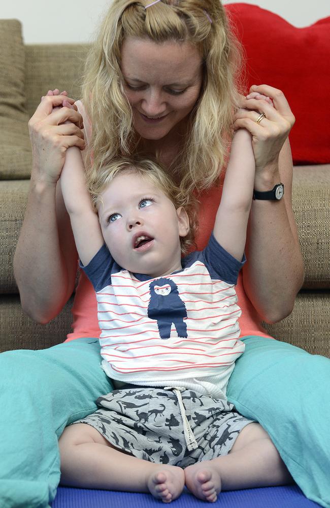 Roki Mills with mum Ina, 39. Picture: Troy Snook