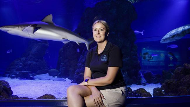 Cairns Aquar­ium marketing executive Grace Walker says ‘Cairns, perhaps more than anywhere else in Australia, has ­relied heavily on JobKeeper’. Picture: Sean Davey.