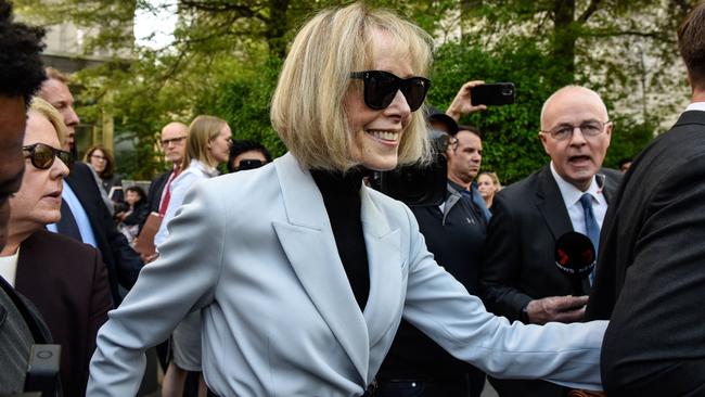 E. Jean Carroll leaves Manhattan Federal Court on Monday. Picture: AFP