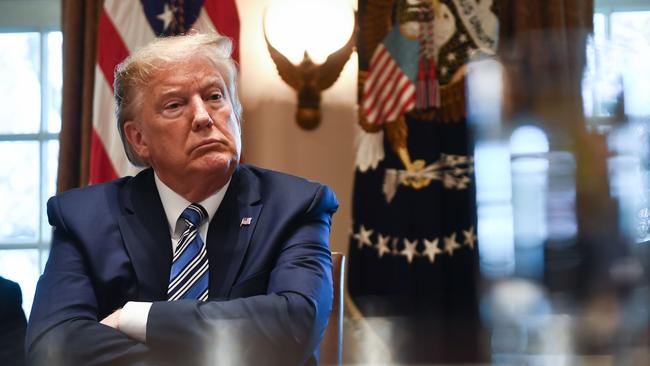 US President Donald Trump speaks during a meeting with banking leaders on COVID-19 at the White House. Picture: AFP