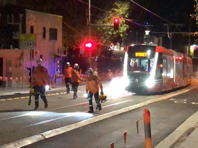 The tram coming up Devonshire St. Picture: Heath Parkes-Hupton