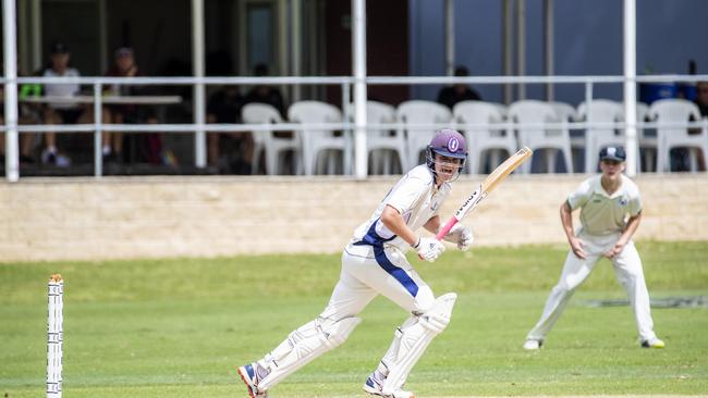 Jack Hocart from TSS in the GPS cricket game between Brisbane Boys College BBC and Southport TSS at Oakman Park, Taringa, Saturday, March 14, 2020 (AAP Image/Richard Walker)