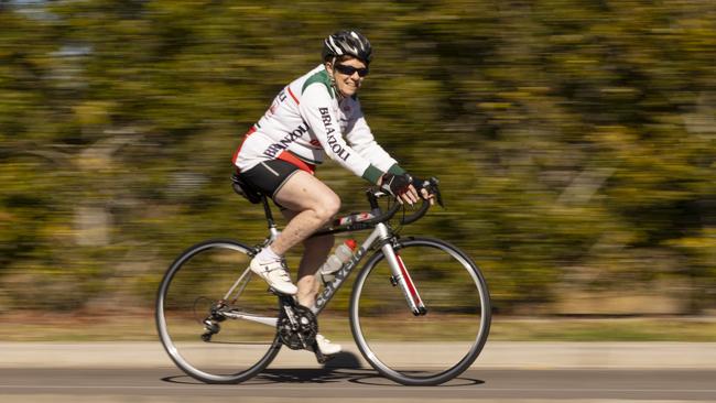 Margaret McLachlan heads for some hill climbs in the Wattagan mountains near her home in Cooranbong, near Lake Macquarie. Picture: Peter Stoop/TWAM