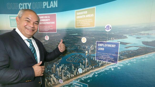 Mayor Tom Tate announcing proposed changes to the City Plan. Picture: Mike Batterham