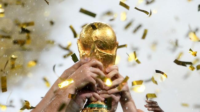 This is what everyone will be playing for... the World Cup trophy. Picture: AFP