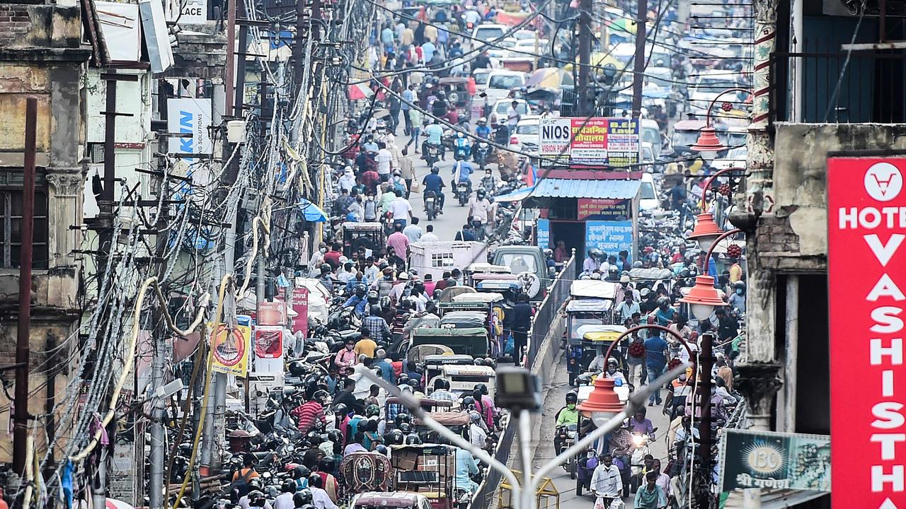 Packed streets in Allahabad on Monday after restrictions eased. Picture: Sanjay Kanojia/AFP