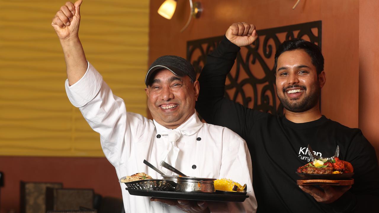 Khan Curry Hut chef Jameel Ahmad and restaurant owner Zeeshan Jameel. Khan Curry Hut won best Indian Restaurant in Geelong. Picture: Alan Barber