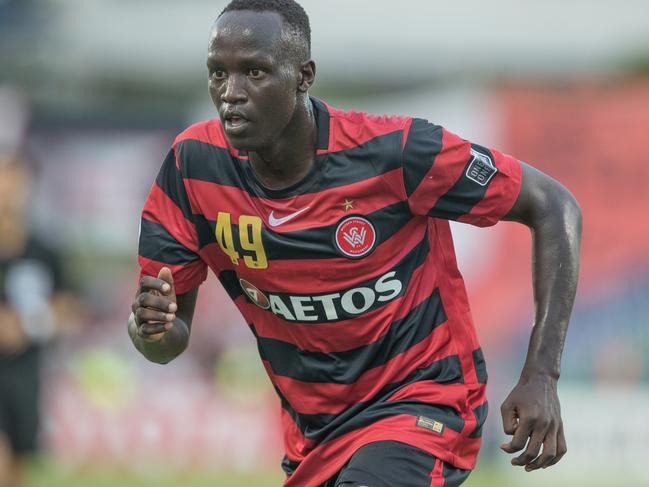 Abraham Majok has been a big impression since joining the Western Sydney Wanderers from Mt Druitt Town Rangers. Picture: Steve Christo.