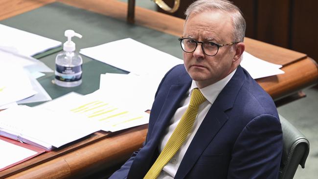 Anthony Albanese in question time on Wednesday. Picture: NCA NewsWire / Martin Ollman