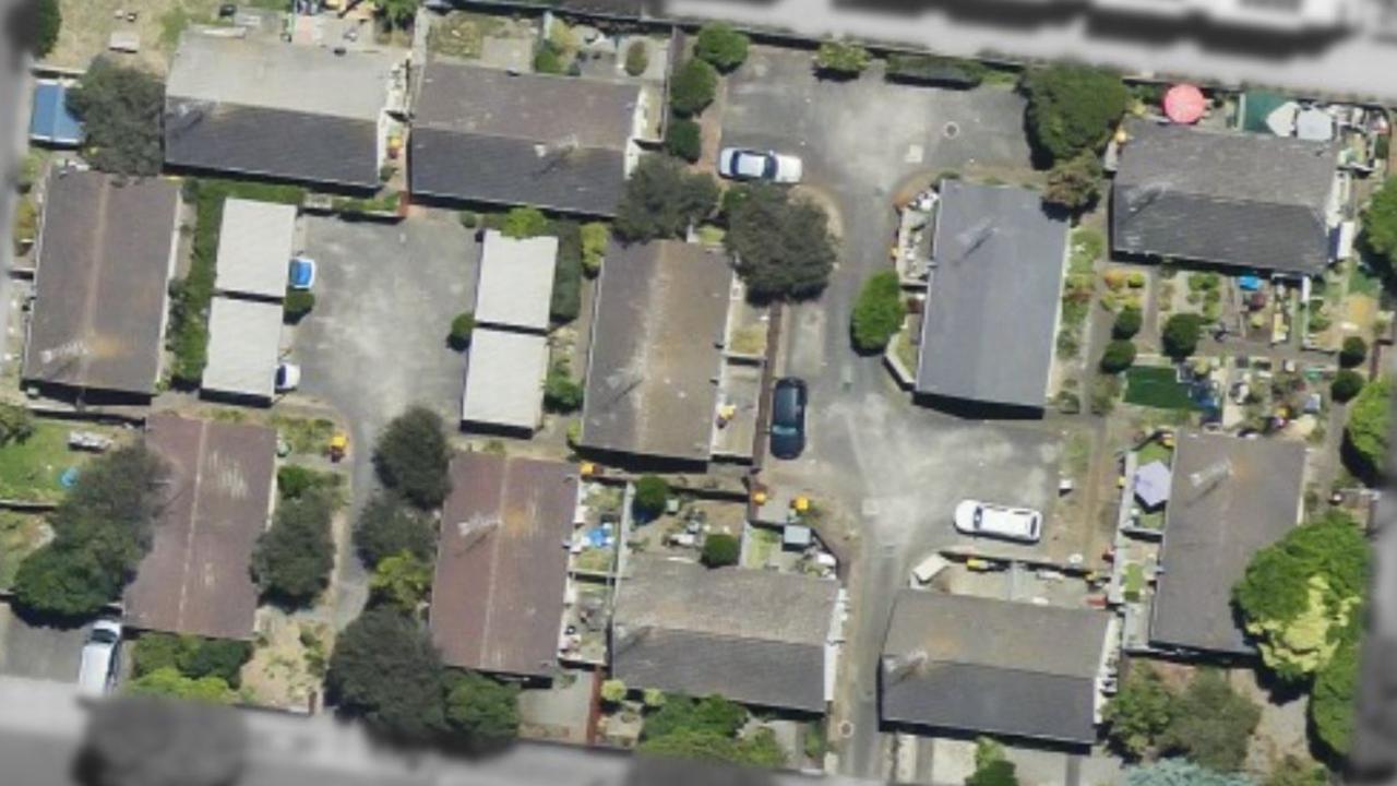 An aerial view of the residences Marshall St residences that have since been demolished.