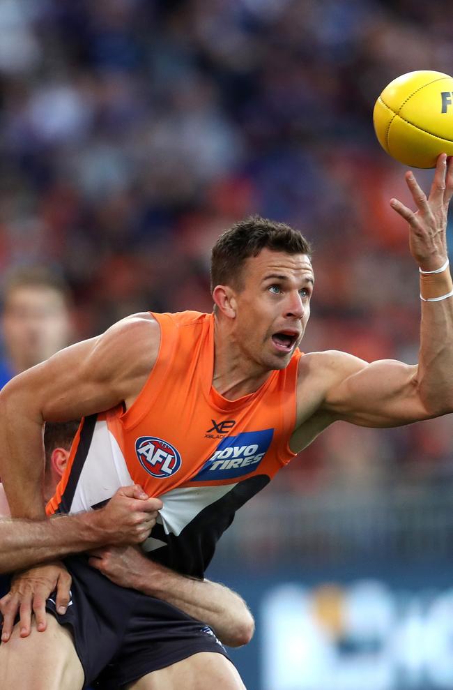 Brett Deledio as a Giant. Picture. Phil Hillyard