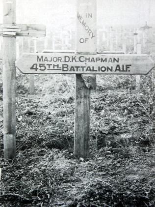 The grave of Major Duncan Chapman, who was killed in action during World War One in Pozieres, France. Chapman is believed to be the first man ashore during the landings at Anzac Cove, Gallipoli on 25/04/1915.