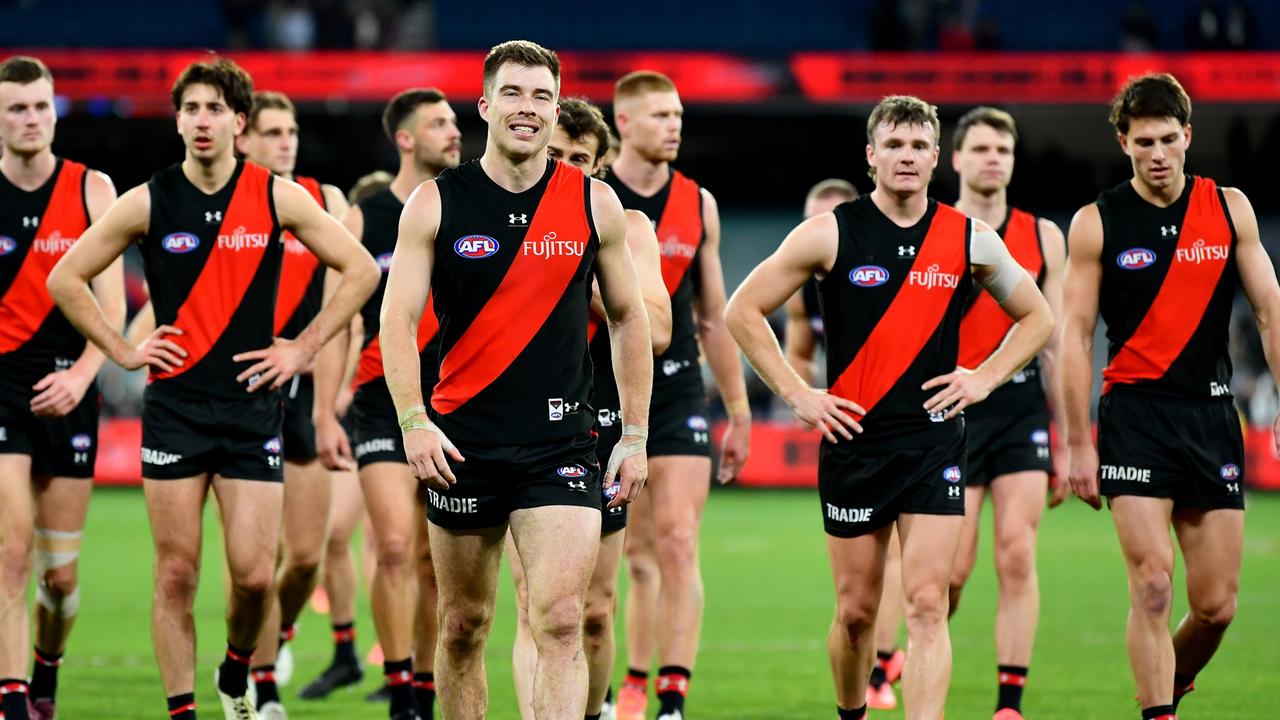 The Bombers were dejected after the Carlton loss. Picture: Josh Chadwick/Getty Images