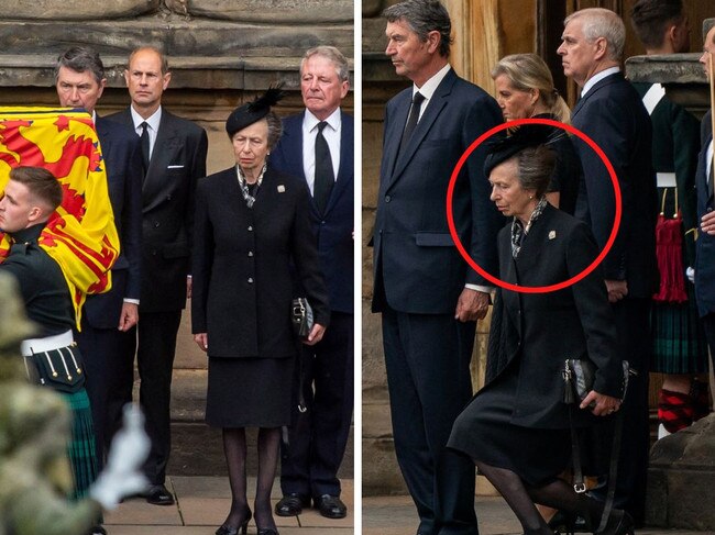 Anne’s touching gesture at Queen’s coffin