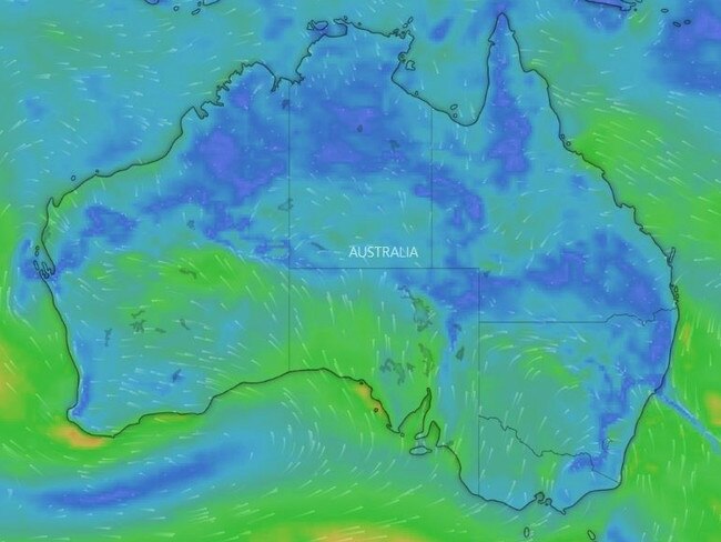 Conveyor belt of rain to hit east coast . Picture: Windy.