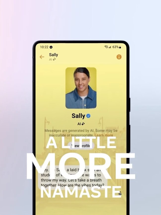 Sam Kerr partnered with Meta to bring a new AI named Sally. Picture: Instagram