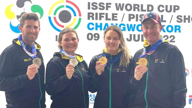 Two Australian duos recently faced off in the Mixed Teams Event. Photo: Shooting Australia.