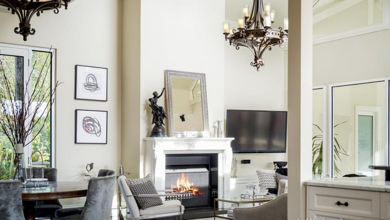 Seven original fireplaces are found throughout the historic home.