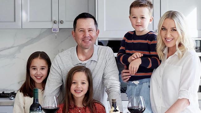 Ponting with his wife Rianna, and their children (L-R) Emmy, Matisse and Fletcher.