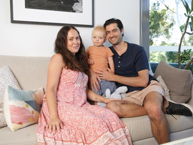 Anthony and Alicia, with son Calian, are selling their Jenner St home in Little Bay. Picture: Christian Gilles