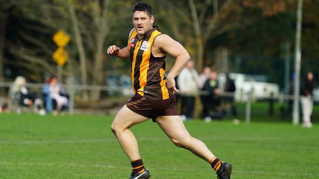 Brendan Fevola returned on Saturday for a Division 3 in Melbourne’s northeast. Picture: NewsWire / Luis Enrique Ascui