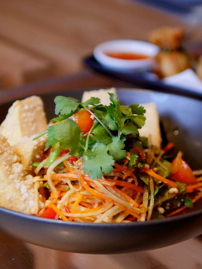 Crispy tofu with green papaya salad. Picture: Supplied