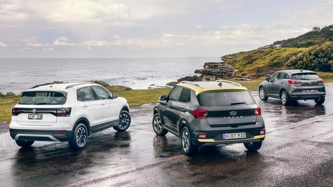 Volkswagen T-Cross takes on the value-packed Hyundai Venue and popular Mazda CX-3. Pictures by Thomas Wielecki.